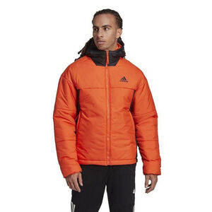 Adidas Men's Puffer - Orange & Black Color Block Logo Semi Impact Puffer Jacket